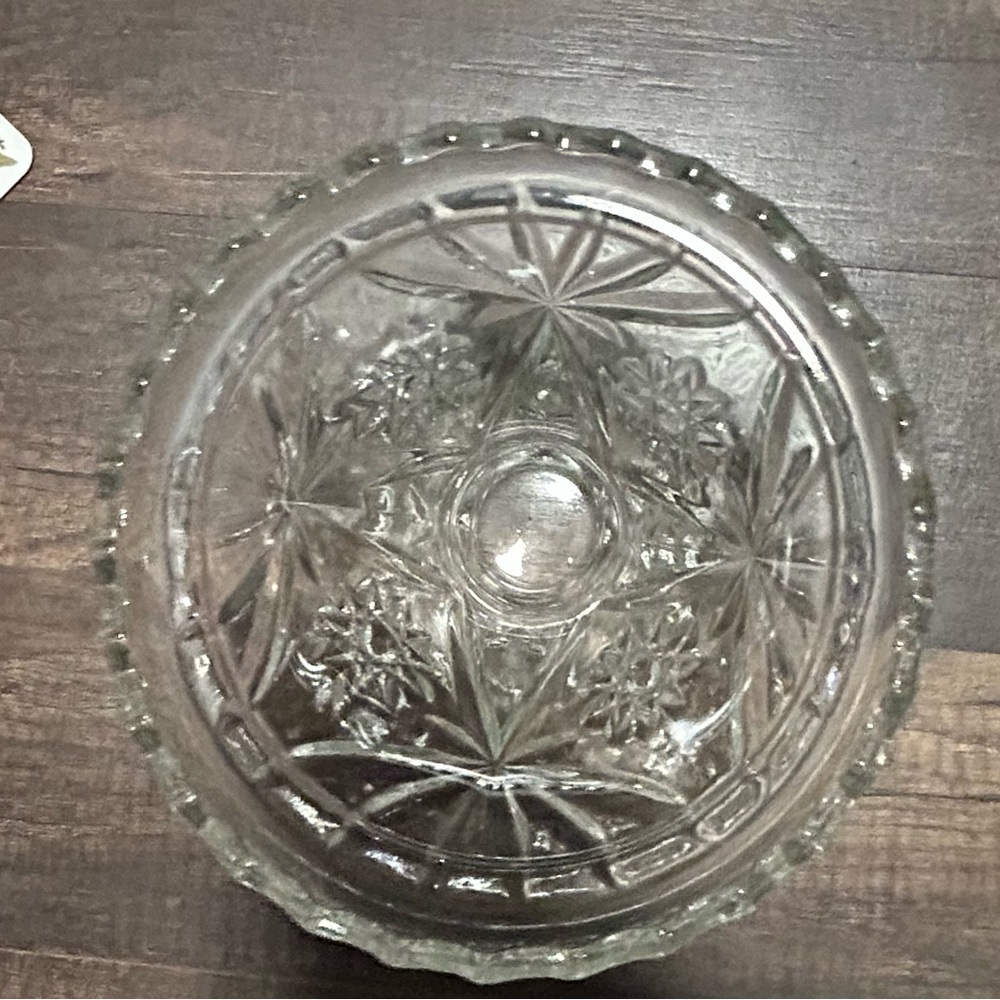 Clear Pressed Glass Bowl with Starburst Pattern